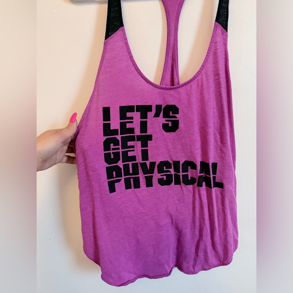 FLAWED- Let’s Get Physical Purple Racerback Tank Top